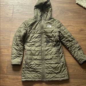 The North Face Women's Green Hooded Puffer Coat reversible size M